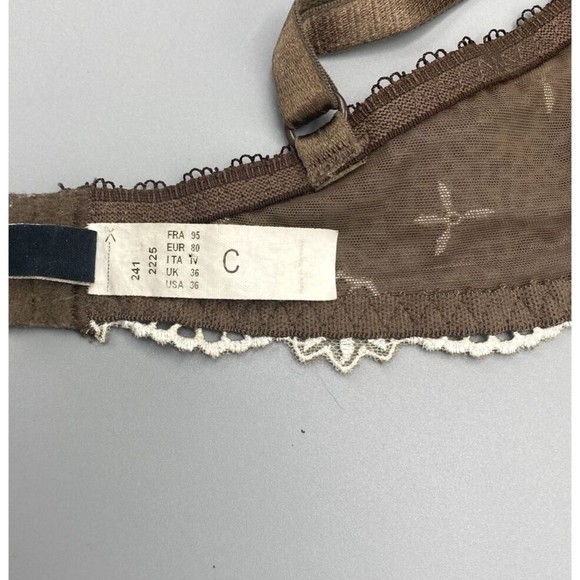 Chantelle Bra 36C Icone 2225 Brown Mesh Animal Print Underwire Ruffle Leopard - Picture 5 of 5